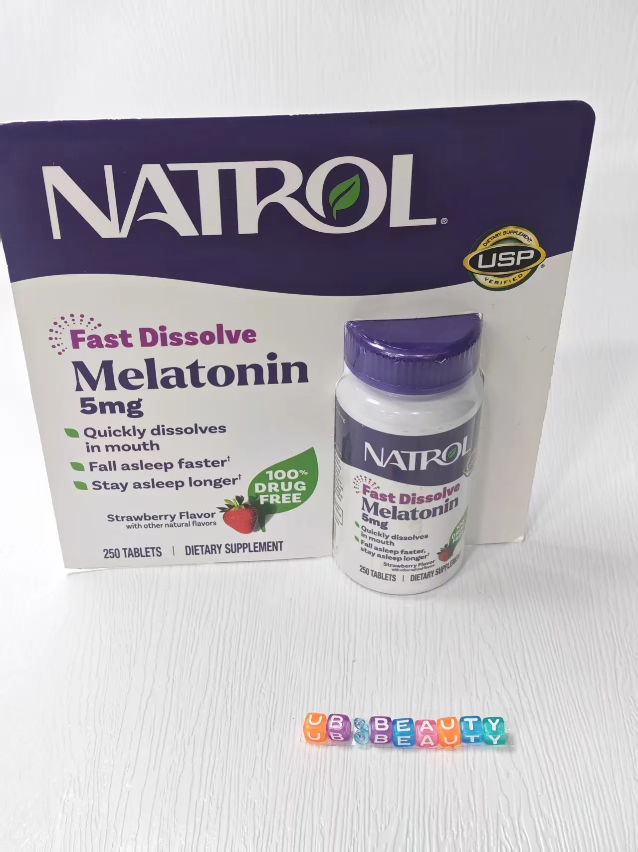 NATROL - 美国褪黑素 5mg 250 片速溶草莓味 改善睡眠失眠