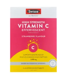 Swisse - Ultiboost 高浓度维他命C(1000mg)泡腾片 草莓味 3支x20片